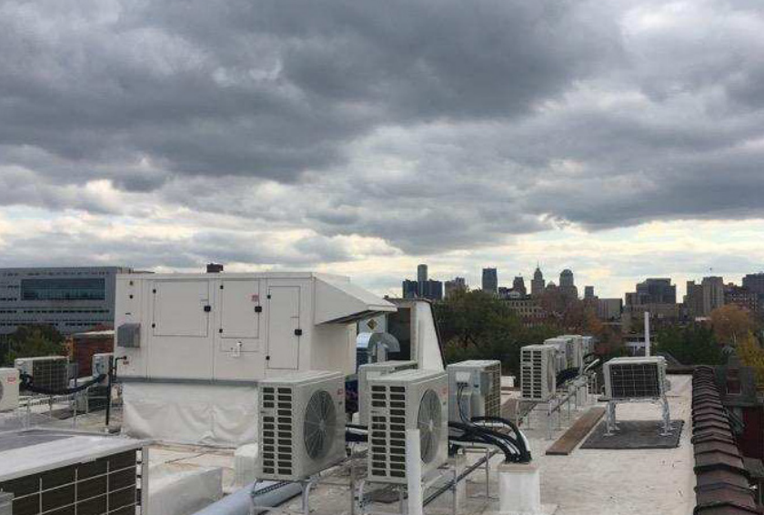 HVAC system on top of building